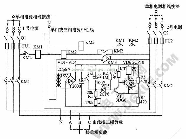 双路三相电源备用电源自投电路