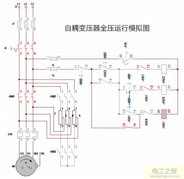 电动机自耦降压启动柜变压器接线图