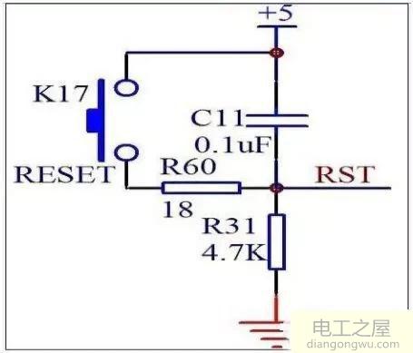 <a href=http://www.diangongwu.com/zhishi/danpianji/ target=_blank class=infotextkey>单片机</a>复位电路按下K键电容C11放电的原因