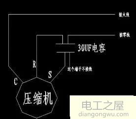 空调压缩机上的三个端子哪个是启动绕组