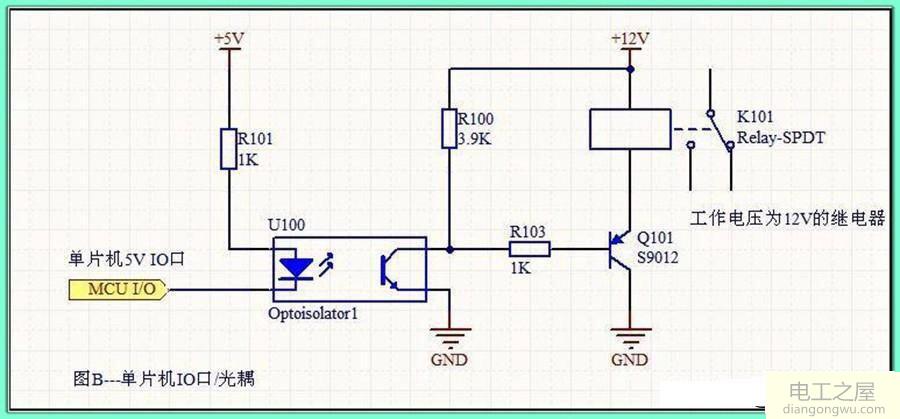 光耦隔离通过三极管驱动继电器电路分析