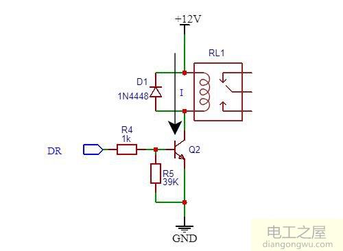 三极管驱动继电器电路及继电器线圈两端并联二极管