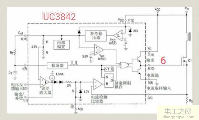 uc3842内部输出级的<a href=http://www.diangongwu.com/zhishi/dianlutu/ target=_blank class=infotextkey>电路图</a>