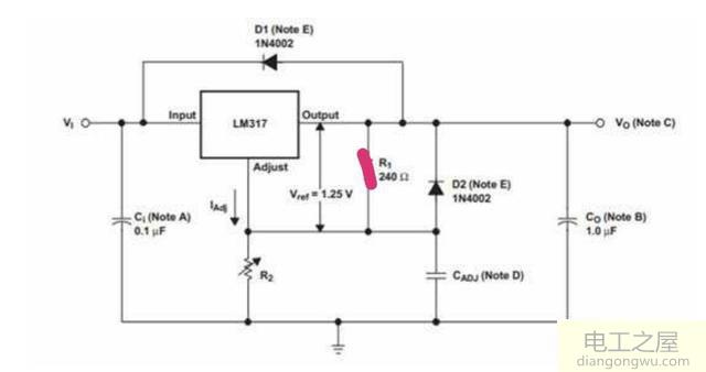 ML317稳压电路电压不变如何调节电流