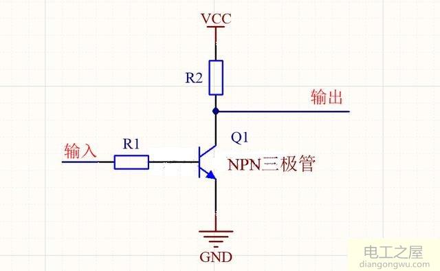 NPN三极管和PNP三极管实现反相器的原理