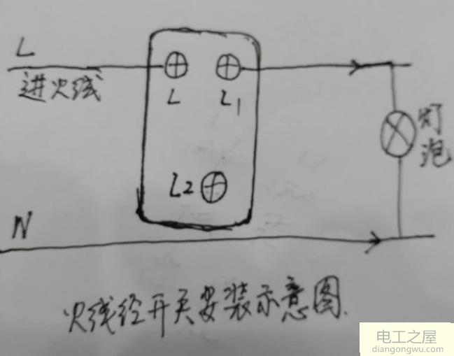 两根火线一根零线怎样接开关LL1L2