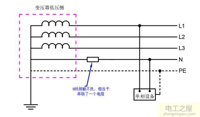 三相供电火线和中性线之间的电压没有220V