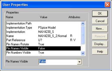 在User Properties屏幕上，可以隐藏模型的引脚名称