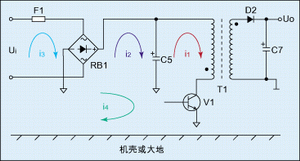 图1：反激式(或称回扫式)开关电源工作原理图。