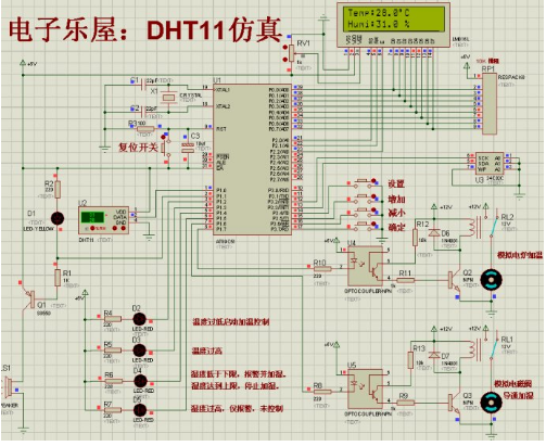 C51单片机实现DTH11温湿度传感器测量仿真的设计