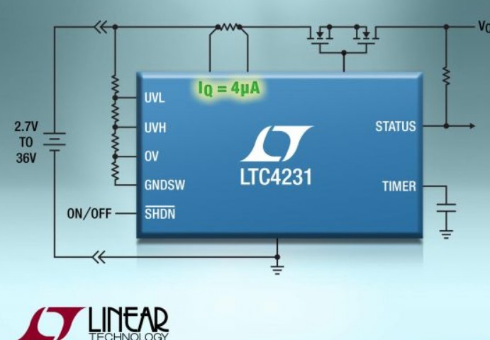 凌力尔特超低静态电流控制器LTC4231的性能概要