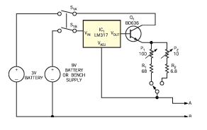 利用稳压器IC电阻器自制毫欧表的简单电路
