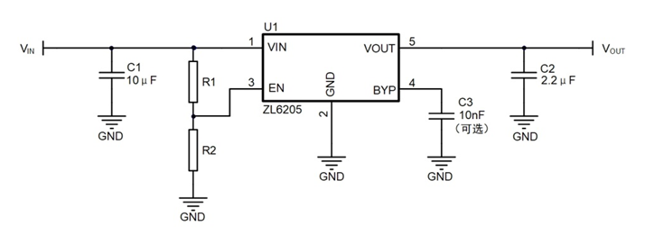 基于ZL6205的快速放电电路EN脚应用