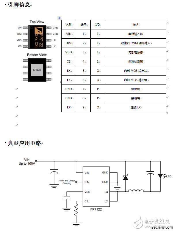 基于FP7122系列LED驱动IC的调光电路设计