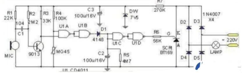 声光控灯座的电路原理图