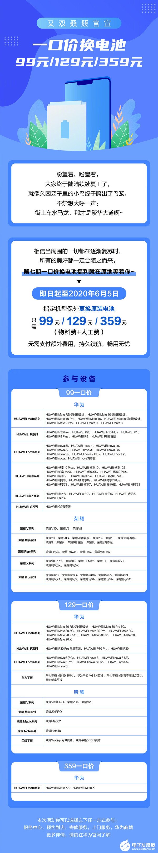 华为正式启动了一口价换电池服务
