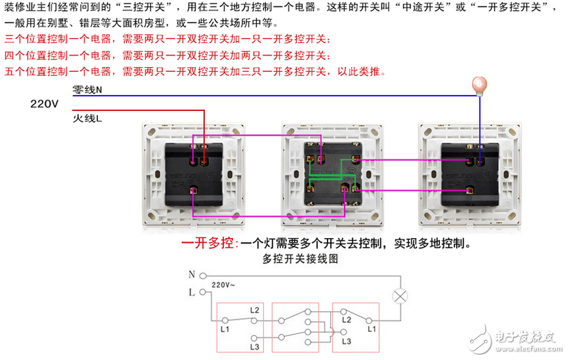 220v灯开关接线方法