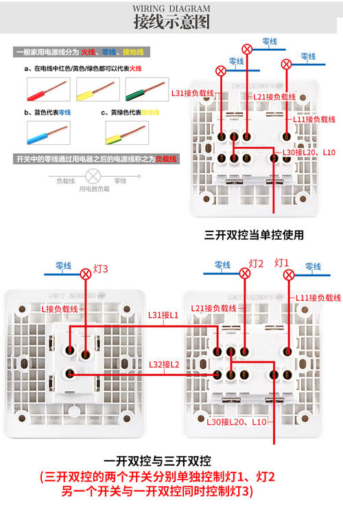 单开接灯线开关线路图