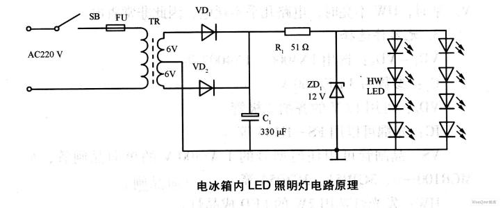 220v led灯泡的电路图