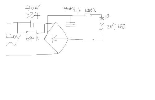 220v led灯泡的电路图