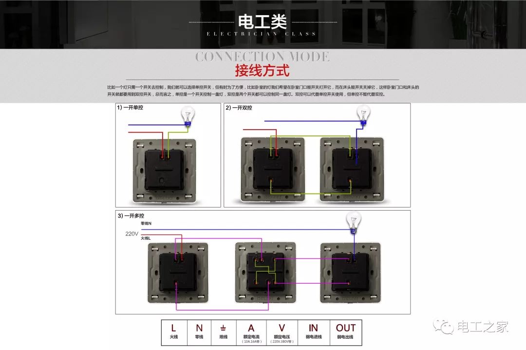 220v灯开关接线方法