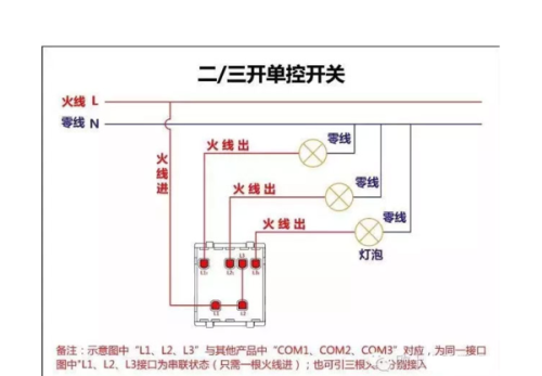 220v灯开关接线方法