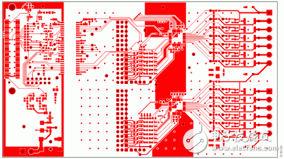 图2. EVAL-CN0235-SDPZ PCB的顶层包含AD7280A菊花链信号的上部屏蔽
