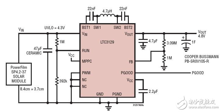 Solar Powered Converter with MPPC Charges Storage Capacitor具MPPC功能的太阳能供电型转换器给储能电容器充电