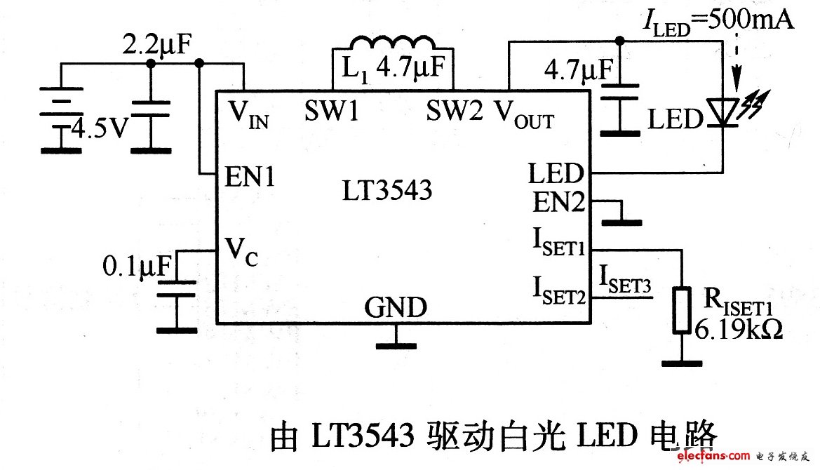 LTC3543驱动白光LED电路
