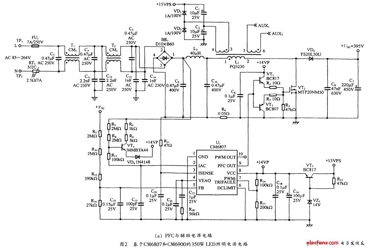 图2 PFC与辅助电源电路