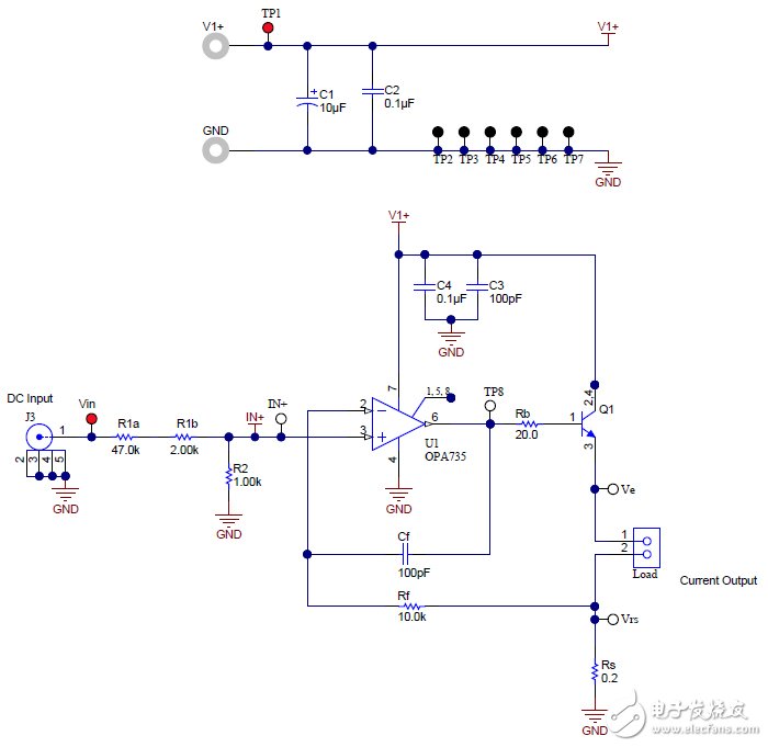 低侧电压至电流(V-I)转换器电路图