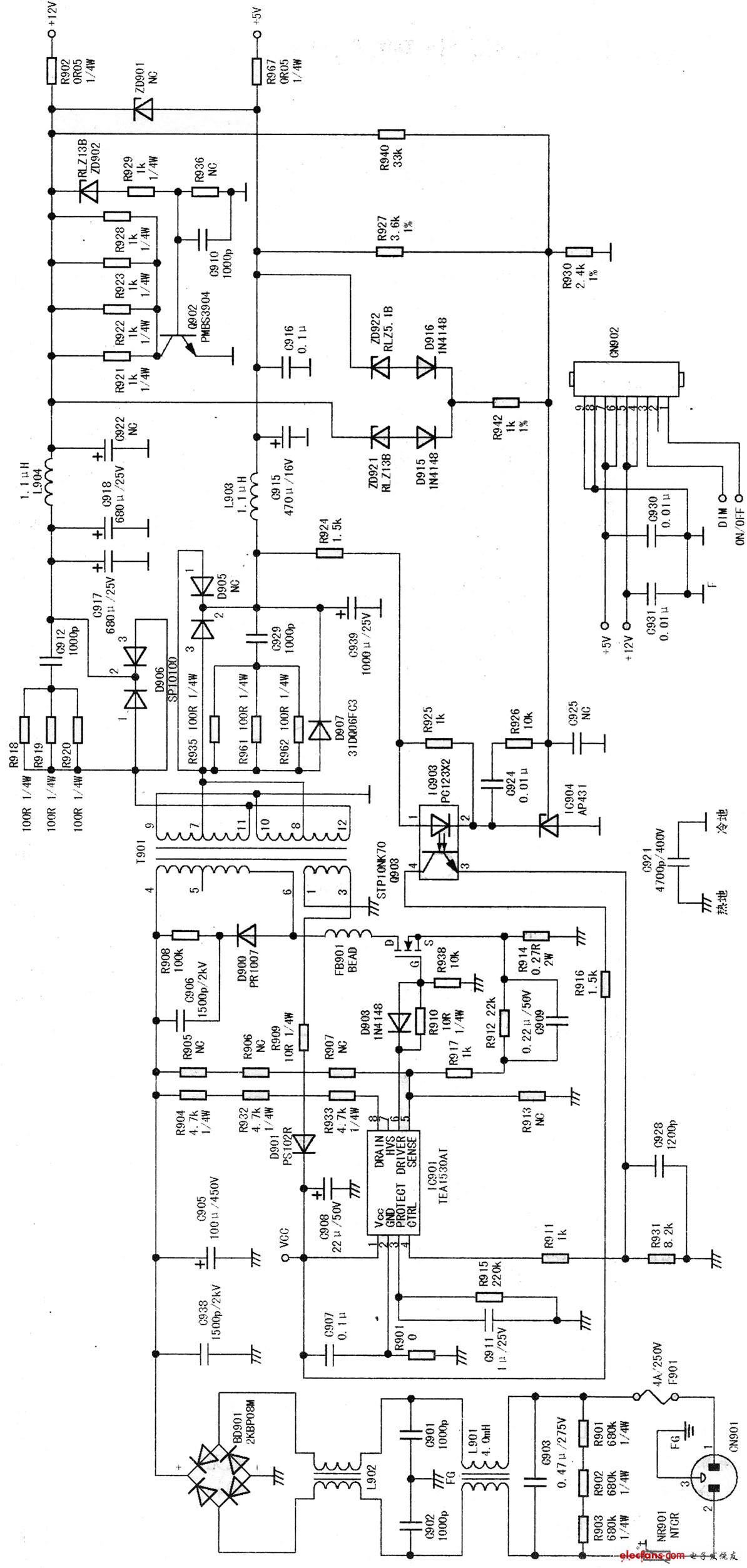 TEA1530AT构成的电源电路图