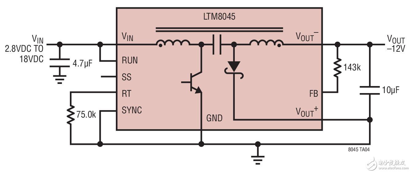-12V Inverting Converter LTM8045 -12V 负输出转换器