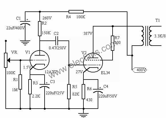 EL34单端扩音机电路图