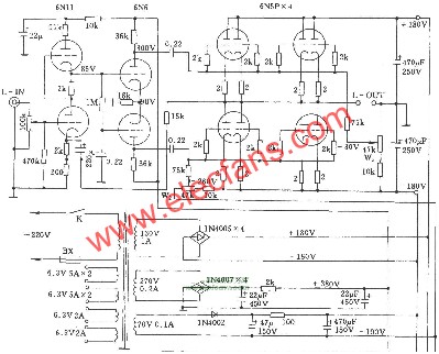 OTL电子管功率放大器电路图