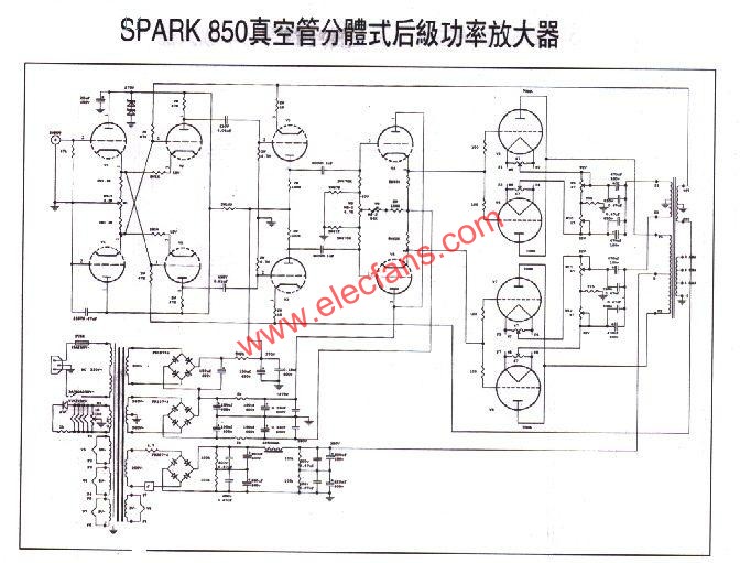 斯巴克850 300B推挽胆机的制作电路图