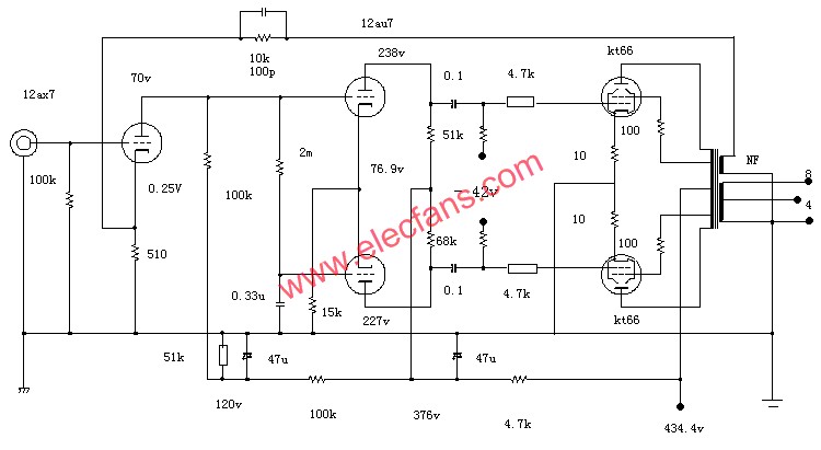 KT66推挽胆机制作电路图