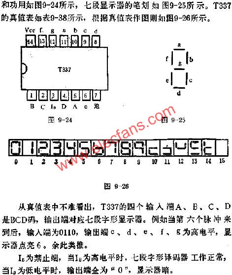 T337七段字形译码器的应用电路图