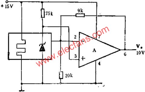 通过缓冲放大器输出10V基准的应用线路图