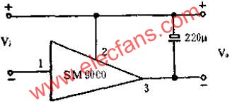 SM9000系列集成稳压模块的典型应该线路图