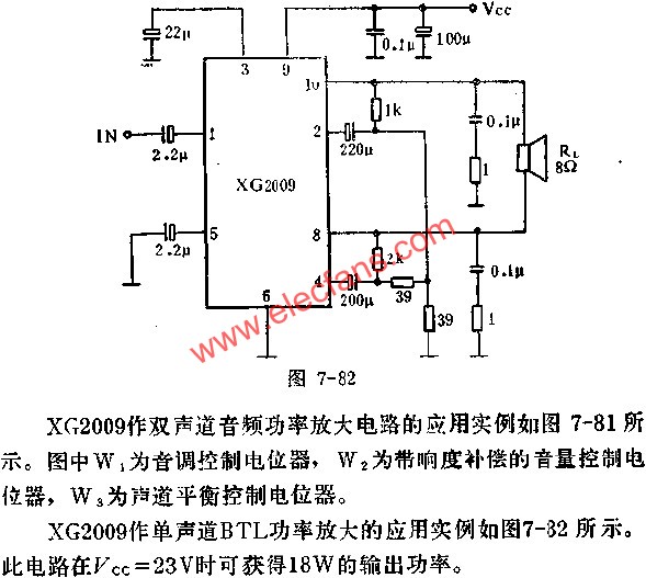 XG2009双声道音频功率放大电路的应用