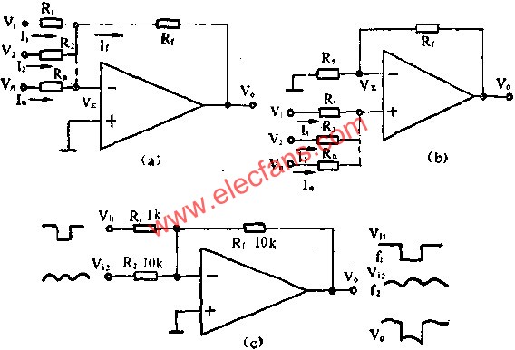 运算放大器组成加法器电路图