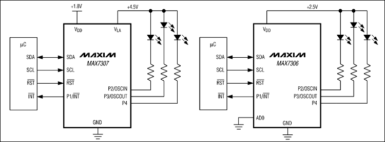 MAX7306/MAX7307应用电路图