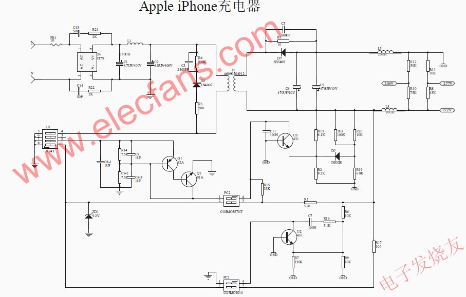 Apple iphone充电器电路图