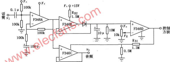 F346设计的程控运放音频启动开关放大电路