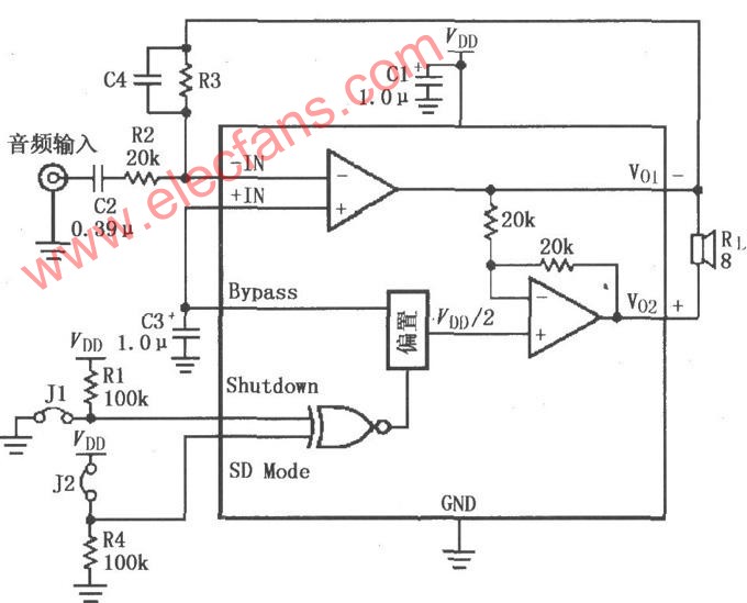 LM4901设计的高增益音频放大电路