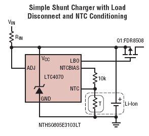 LTC4070应用电路 (并联锂离子/锂聚合物电池充电器系统