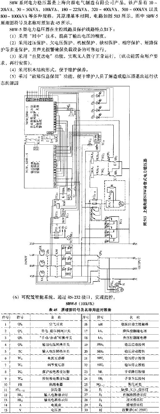 上海向群SBW补偿式电力稳压器电路图