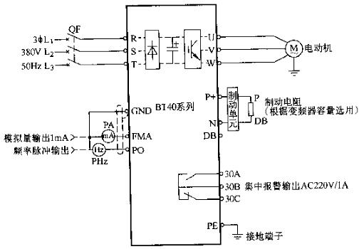 森兰BT40变频器典型应用电路图