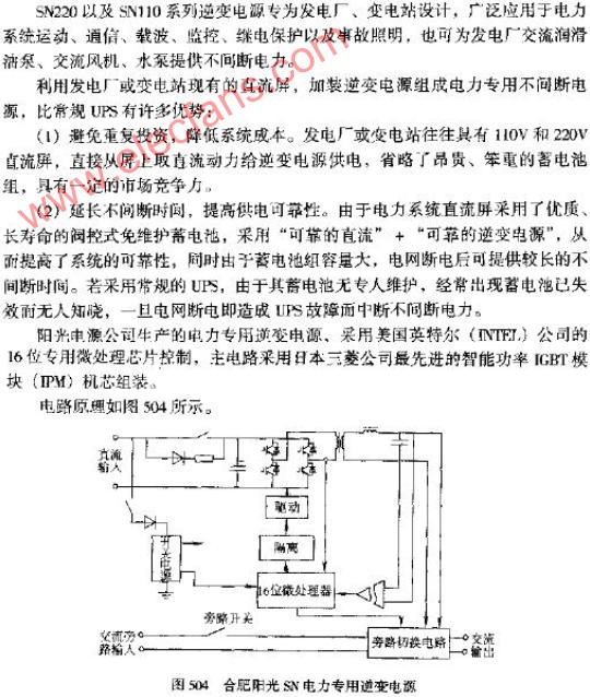 合肥阳光SN电力专用逆变电源电路图